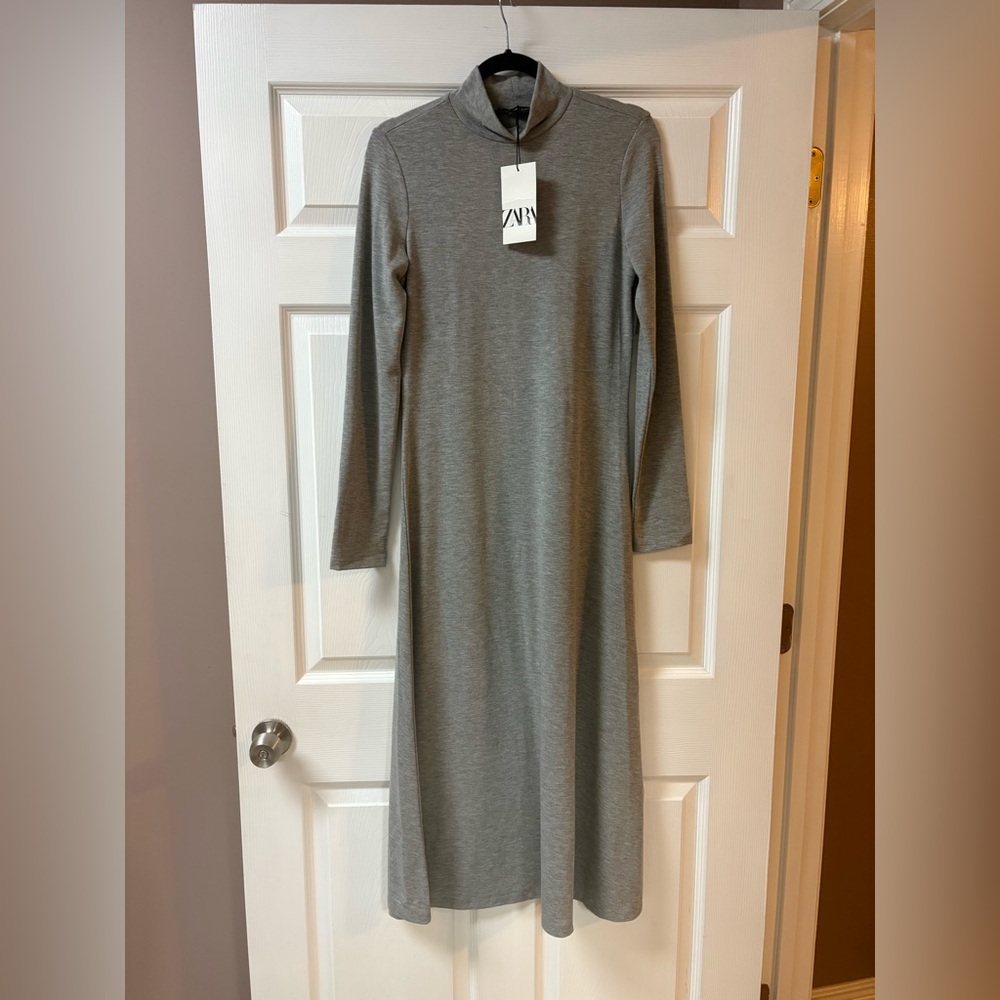 Zara mock neck long sleeve dress
